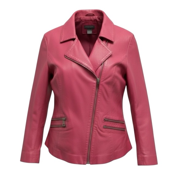 Neiman Marcus Barbie Pink Leather Biker Jacket - Picture 1 of 9
